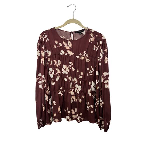 Zac & Rachel Tiered Floral Long Sleeve Top Blouse Size Medium Boho Peasant - Picture 1 of 7